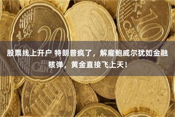 股票线上开户 特朗普疯了，解雇鲍威尔犹如金融核弹，黄金直接飞上天！